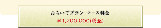 おもいでプラン コース料金【\1,200,000（税別）】